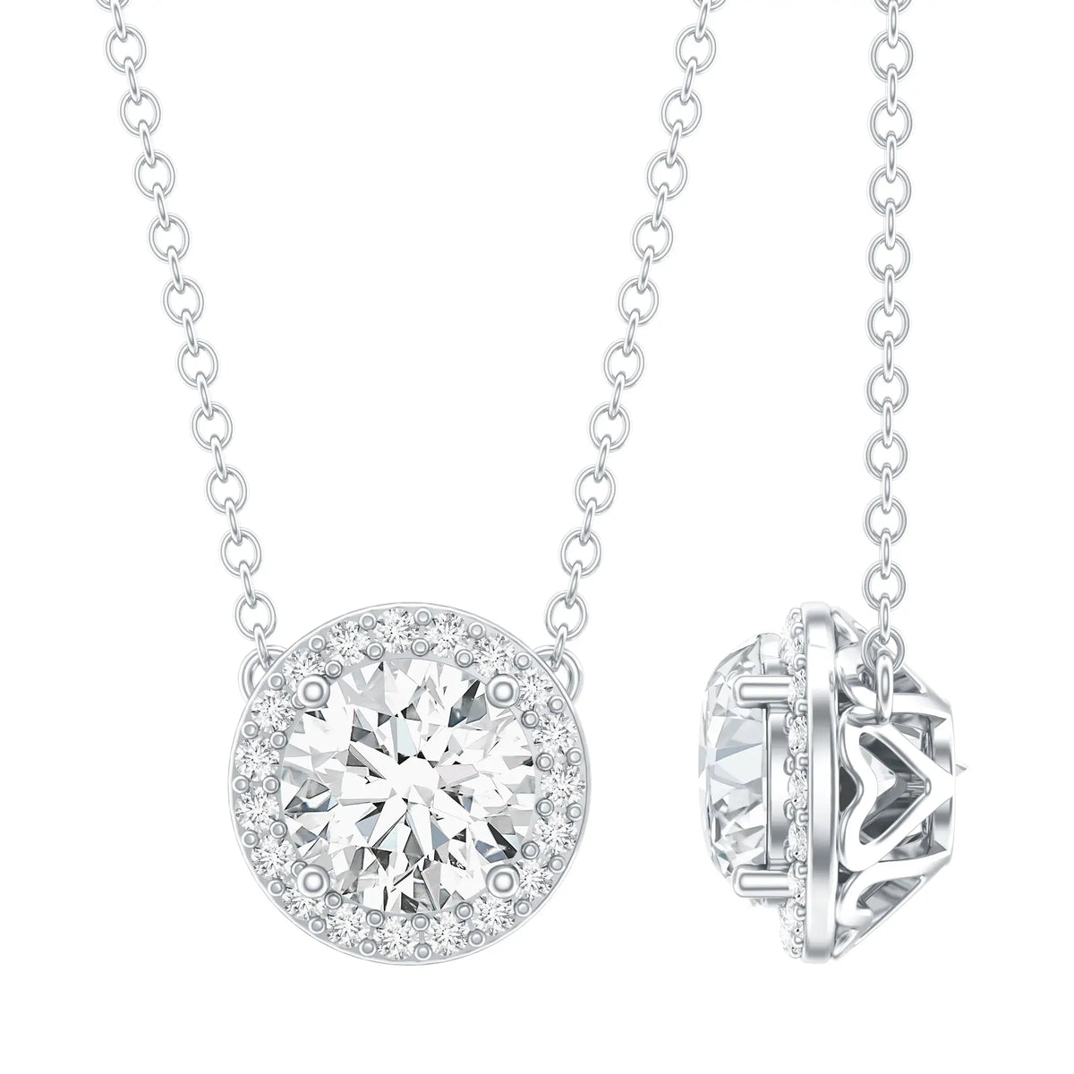 1 Carat Lab Grown Diamond Bridal Necklace with IGI Certificate