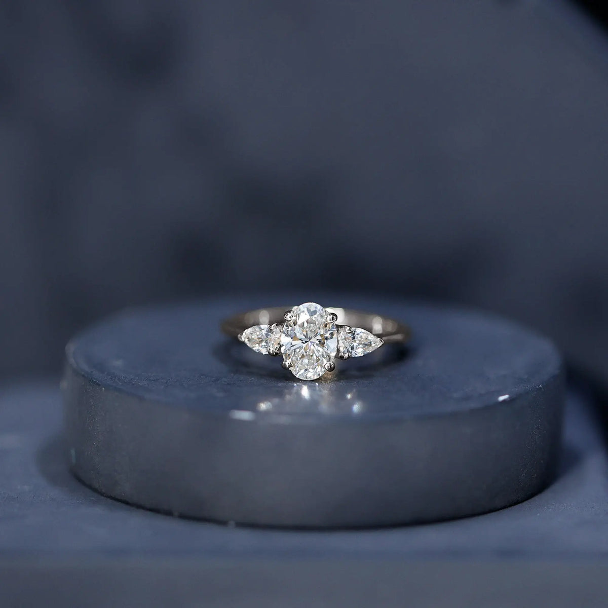 1 Carat Lab Grown Diamond Three Stone Engagement Ring with IGI Certificate