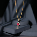 1 Carat Lab Grown Ruby Heart and Infinity Necklace with Silver Chain