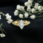 1 Carat Marquise Cut Lab Grown Diamond Split Shank Engagement Ring with IGI Certificate