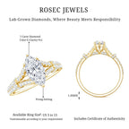 1 Carat Marquise Cut Lab Grown Diamond Split Shank Engagement Ring with IGI Certificate