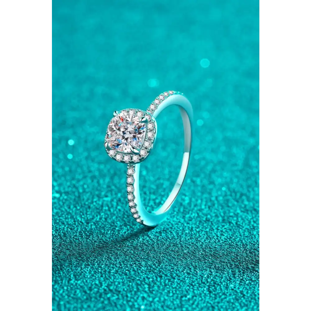 Timeless moissanite halo ring in sterling silver for luxury fashion $115 jewelry a matching box, meticulously designed