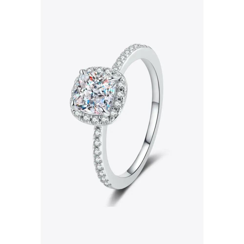 Timeless moissanite halo ring in sterling silver for luxury fashion $115 jewelry a matching box, meticulously designed