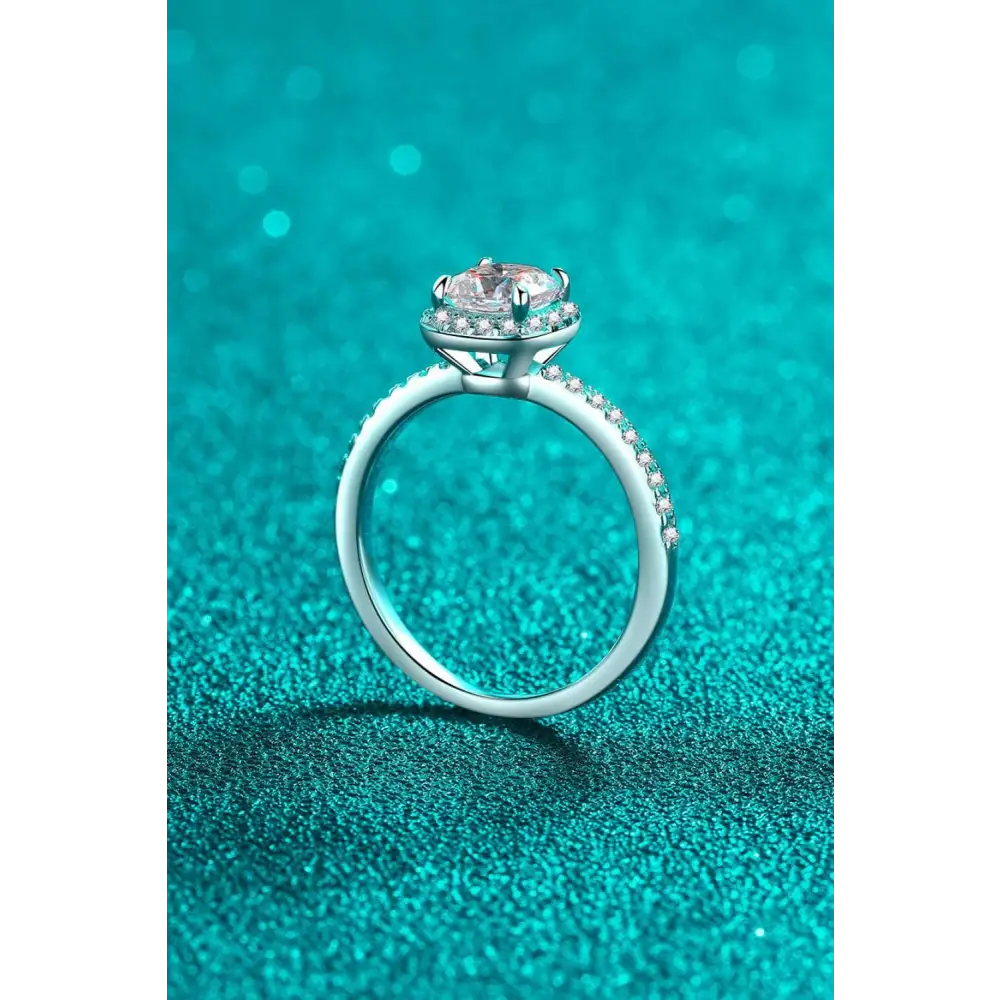 Timeless moissanite halo ring in sterling silver for luxury fashion $115 jewelry a matching box, meticulously designed