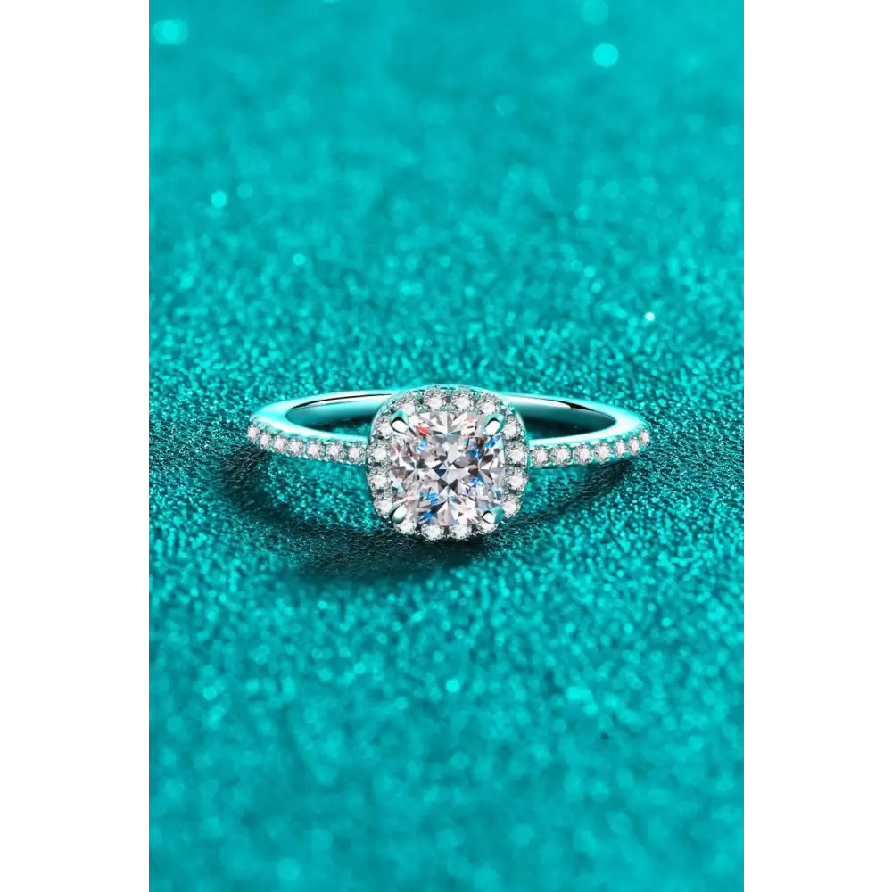 Timeless moissanite halo ring in sterling silver for luxury fashion $115 jewelry a matching box, meticulously designed