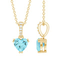1 Carat Sky Blue Topaz Heart Pendant Necklace with Diamond