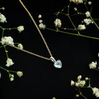 1 Carat Sky Blue Topaz Heart Pendant Necklace with Diamond