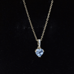 1 Carat Sky Blue Topaz Heart Pendant Necklace with Diamond