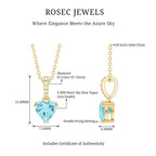 1 Carat Sky Blue Topaz Heart Pendant Necklace with Diamond
