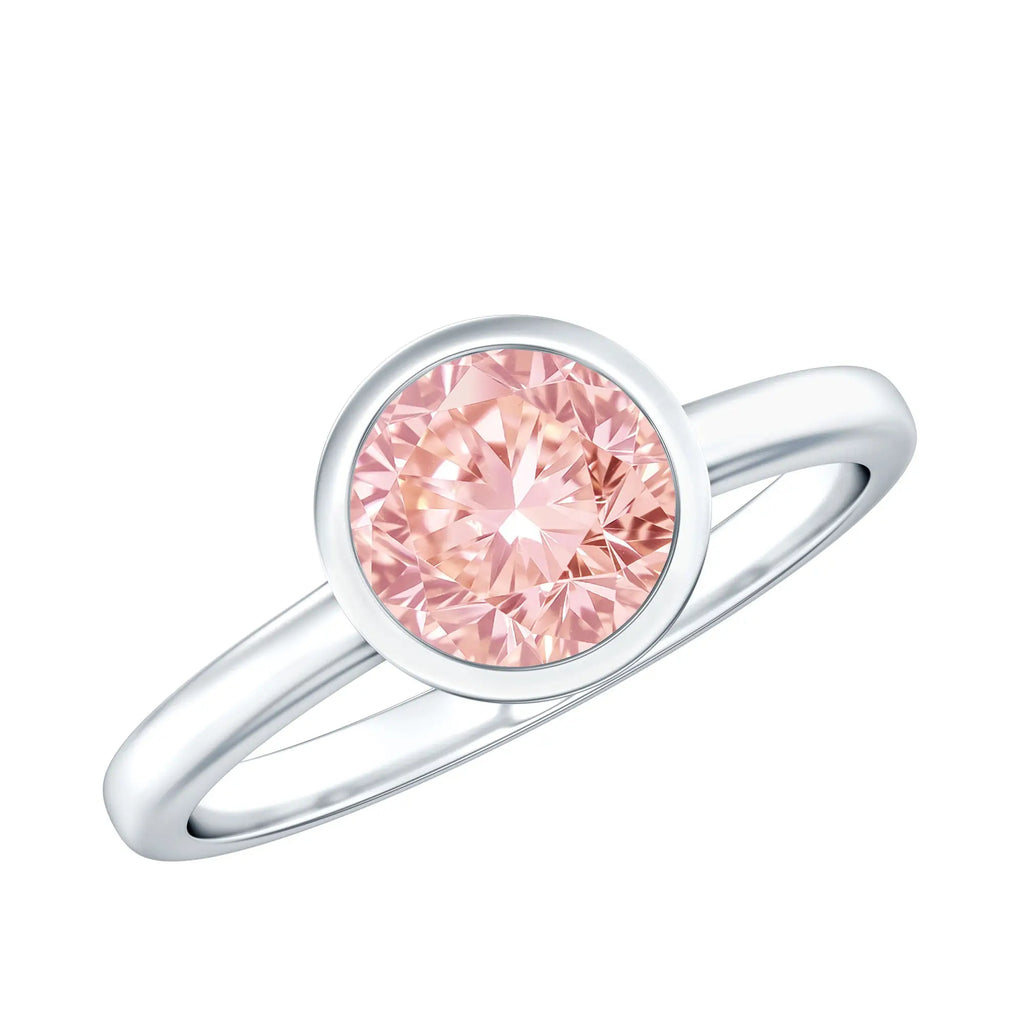 1 CT Lab Grown Pink Diamond Bezel Set Engagement Ring with IGI Certificate