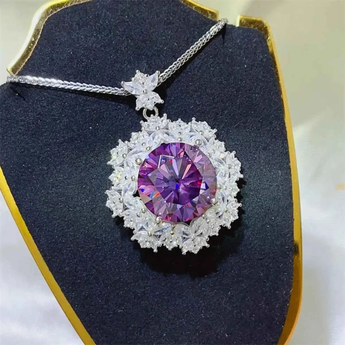 10 Carat Moissanite 925 Sterling Silver Necklace