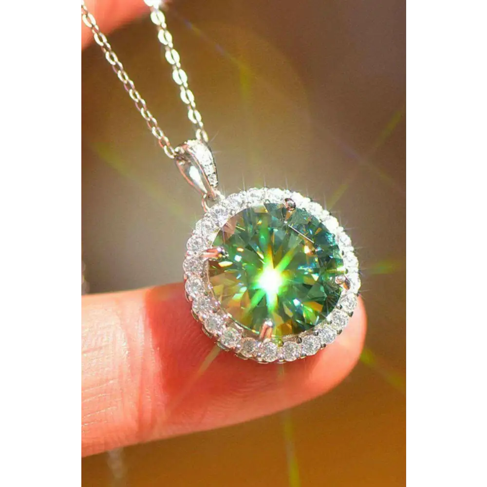 Elegant 10 carat moissanite pendant necklace in luxury fashion for women $469 picture flat lay - experience a curated