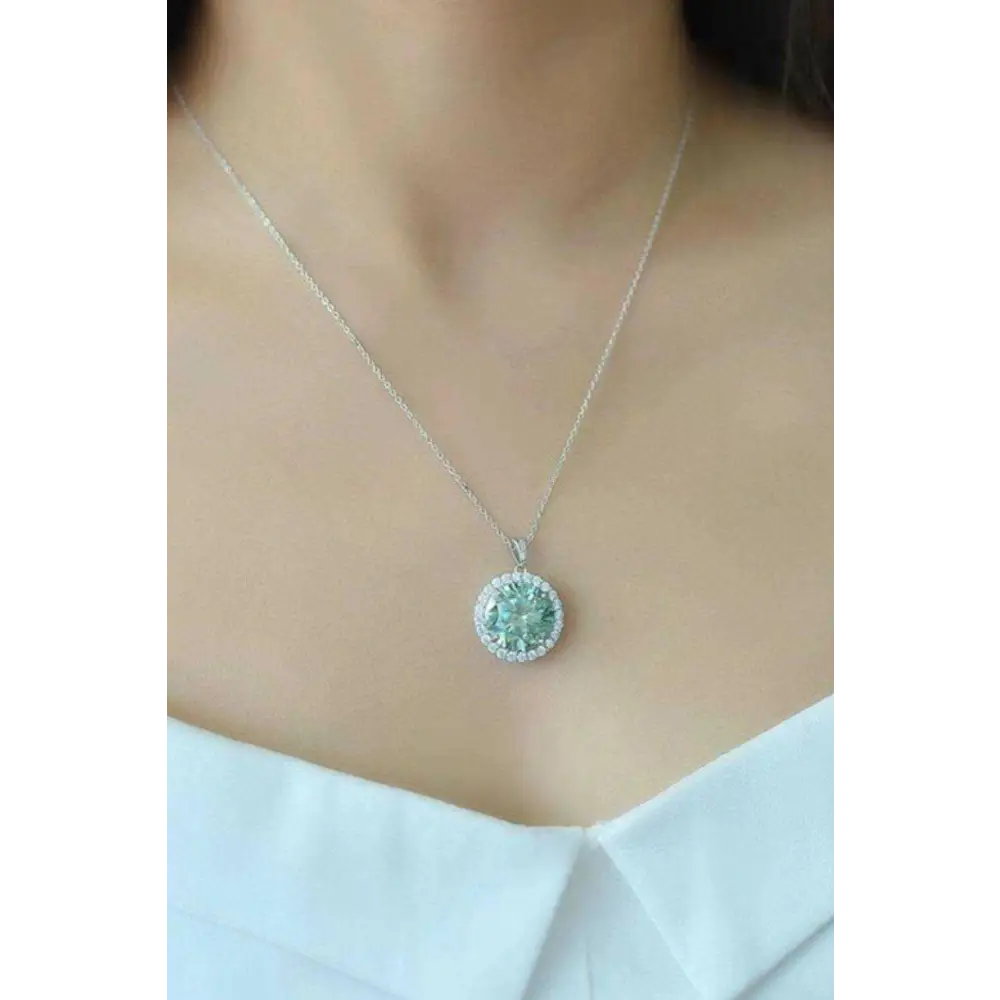 Elegant 10 carat moissanite pendant necklace in luxury fashion for women $469 picture flat lay - experience a curated