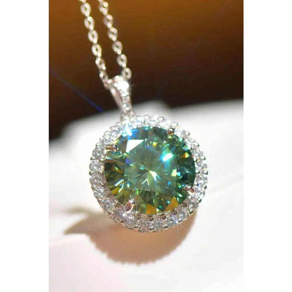 Elegant 10 carat moissanite pendant necklace in luxury fashion for women $469 picture flat lay - experience a curated