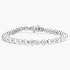 10 CTW moissanite bracelet in 14kt white gold plated bezel setting with round cut stones and secure clasp