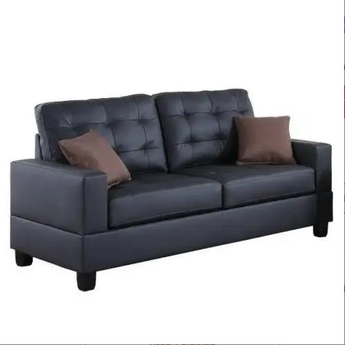 Luxury black faux leather sofa set for contemporary elegance