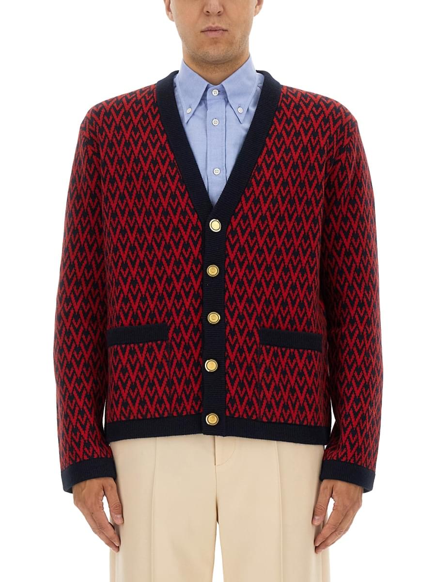 Valentino Men Cardigan With "Toute La V" Pattern - Maven Couture IncTops / Sweaters & Pullovers