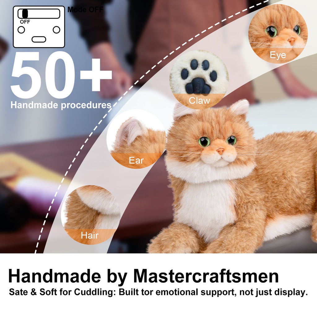 Percy 2.0 Golden British Short Hair Cat- Breathing Heartbeat Pur,Voice Robotic Cat - Maven Couture IncPERCY