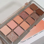 12-Color Low Saturation Matte Eyeshadow Palette Tea Apricot Earth Tones Long Lasting All-Matte Eye Makeup for Daily Use