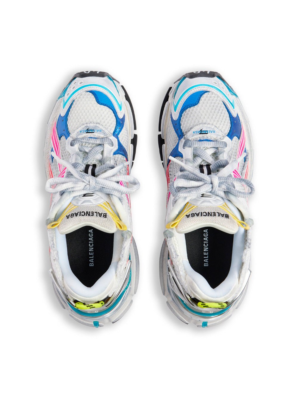 Balenciaga Women Mesh And Nylon Multicolor Worn-Out Effect Runner Sneakers - Maven Couture IncShoes / Flats