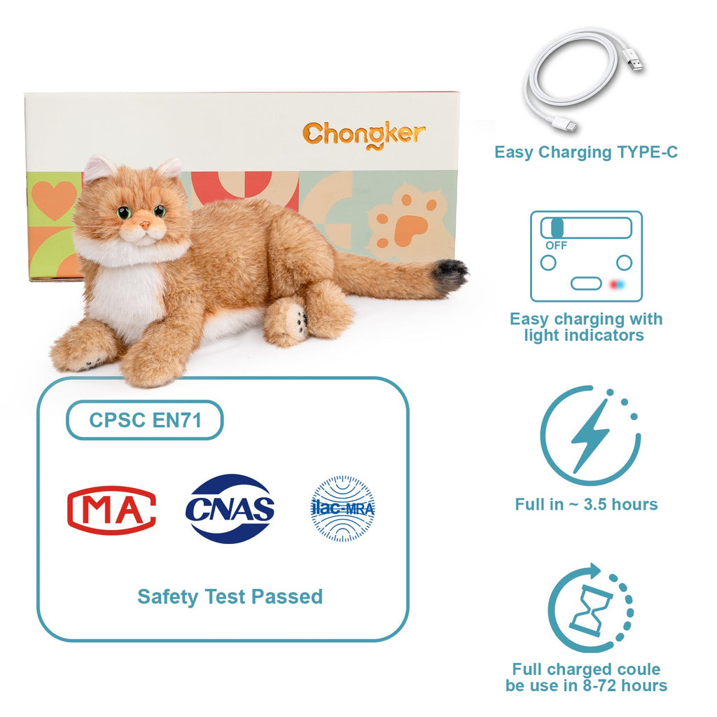 Percy 2.0 Golden British Short Hair Cat- Breathing Heartbeat Pur,Voice Robotic Cat - Maven Couture IncPERCY