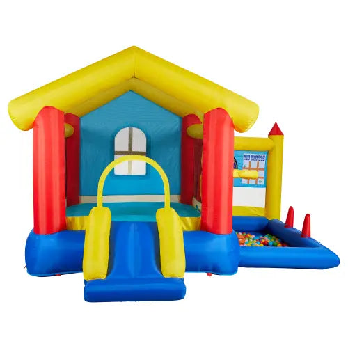 Luxury 8-in-1 inflatable bounce house with basketball game for kids