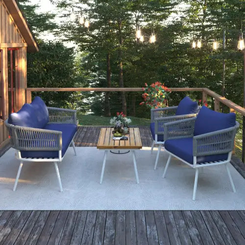 Elegant bohemian rope furniture set for timeless outdoor luxury style