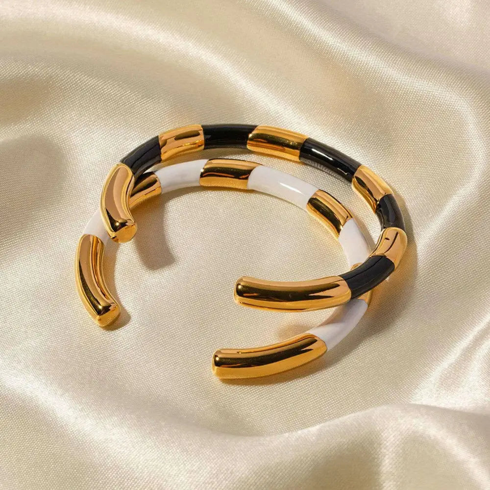 Experience elegance with our 18k gold-plated luxury bracelet for women $16 1-piece 18k gold-plated, stainless steel