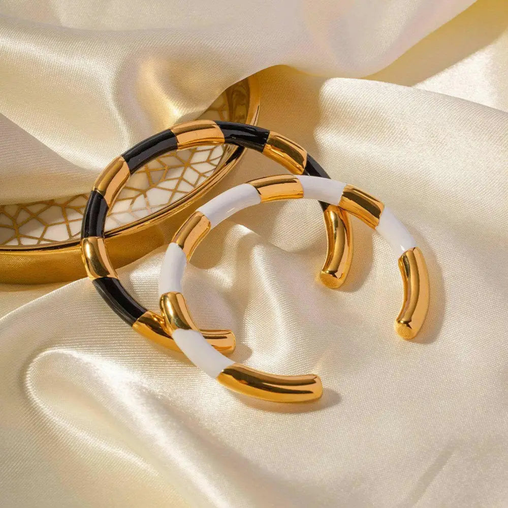 Experience elegance with our 18k gold-plated luxury bracelet for women $16 1-piece 18k gold-plated, stainless steel