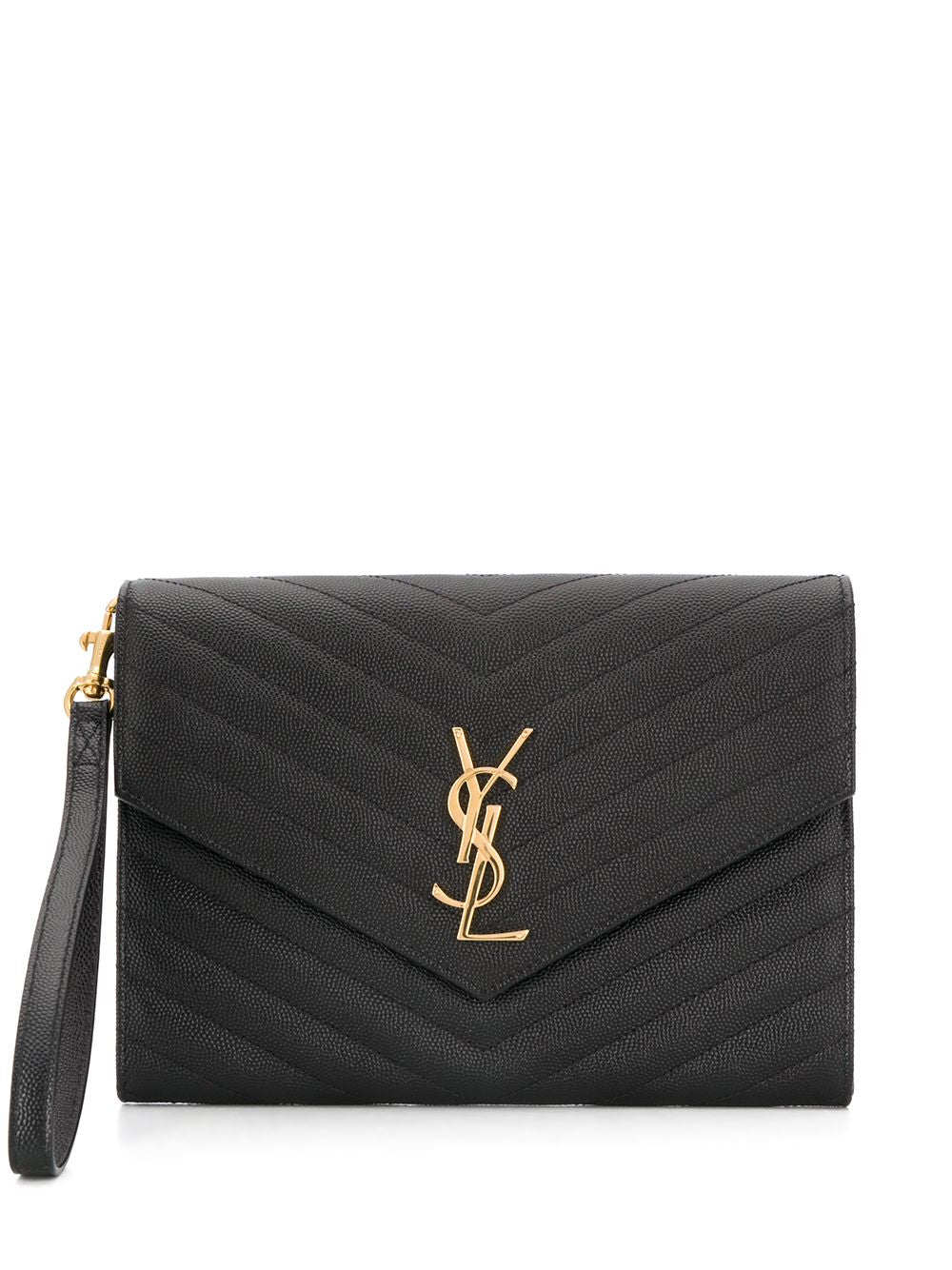 Saint Laurent Women Cassandre Matelassé Flap Pouch In Grain De Poudre Leather - Maven Couture IncHandbags / Shoulder Bags