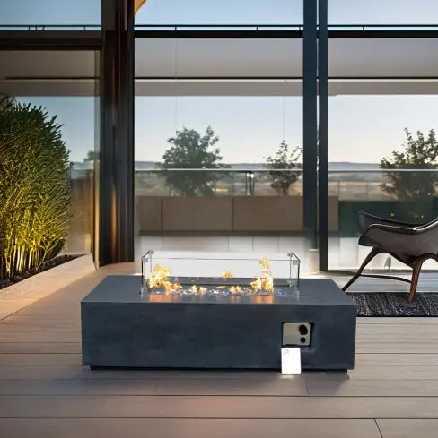 Elevate outdoor luxury with the elegant concrete propane fire pit table