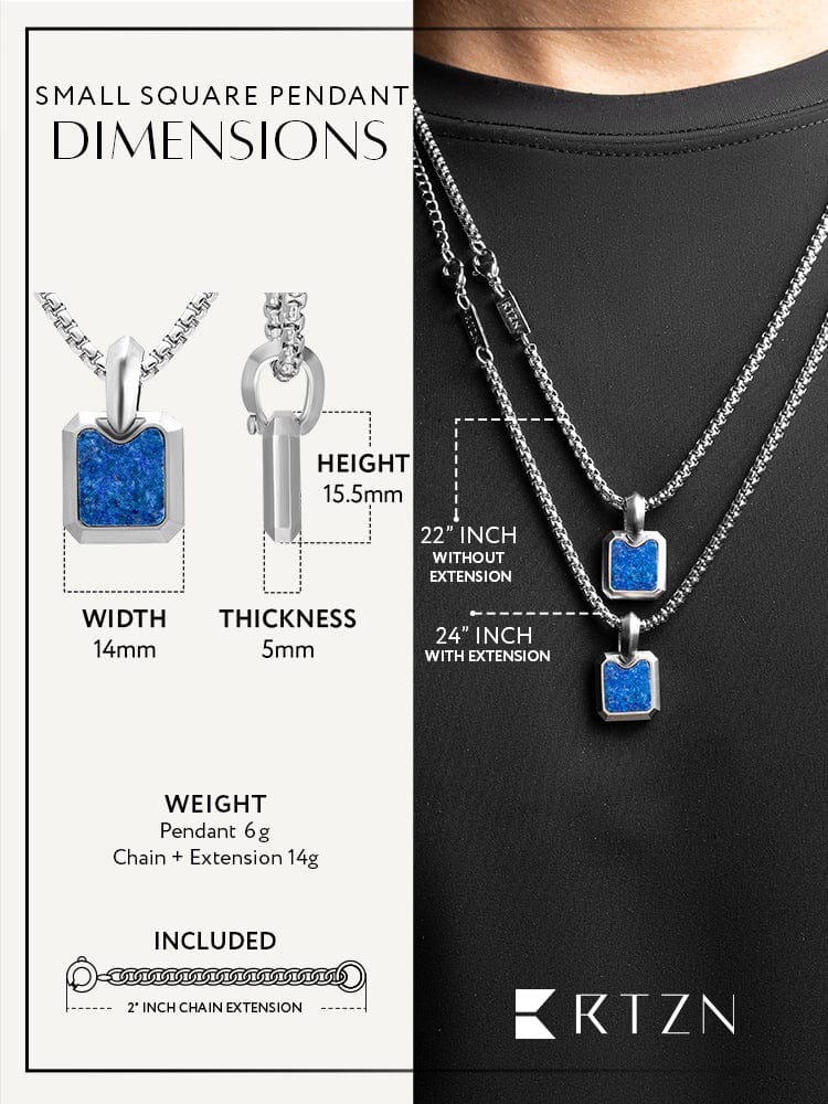Lapis Lazuli Square Pendant Necklace - Maven Couture IncSquare Pendant