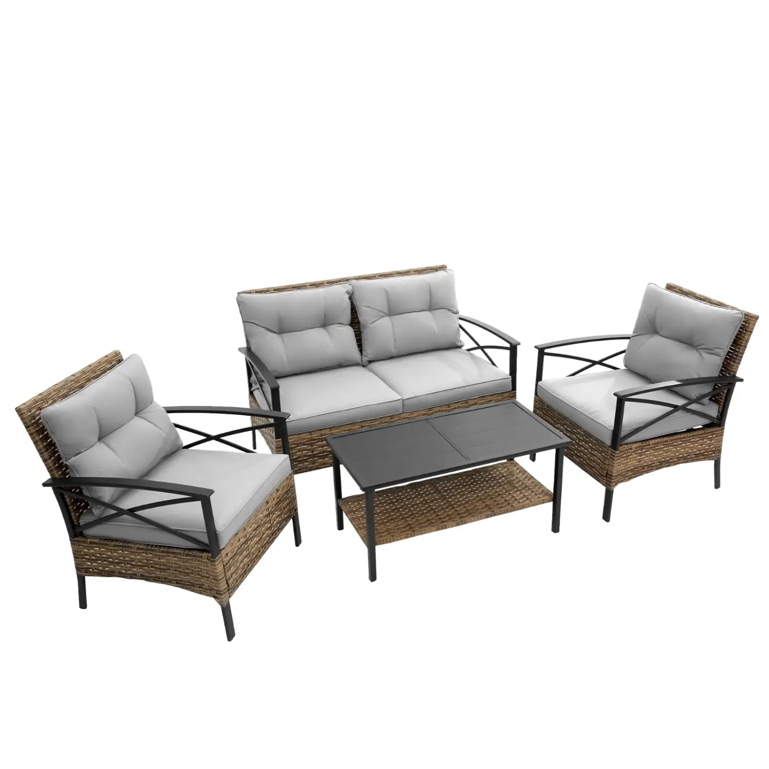 Elevate outdoor living with the luxe patio 4-piece sectional sofa set