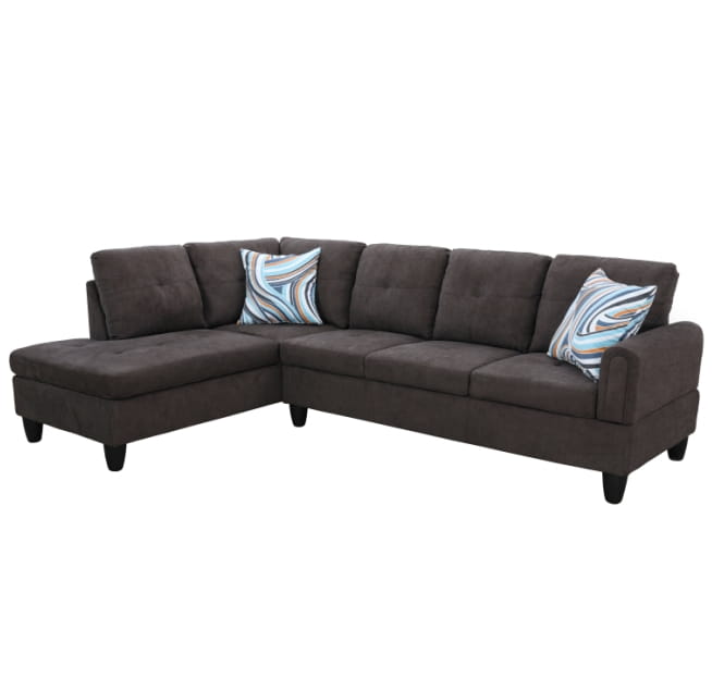 Elevate your living space with luxury dark brown flannel sofa set