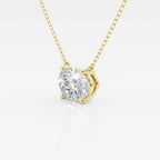 Lab Grown Diamond solitaire pendant featuring a sparkling oval-cut clear diamond set in 14k yellow gold with a delicate chain