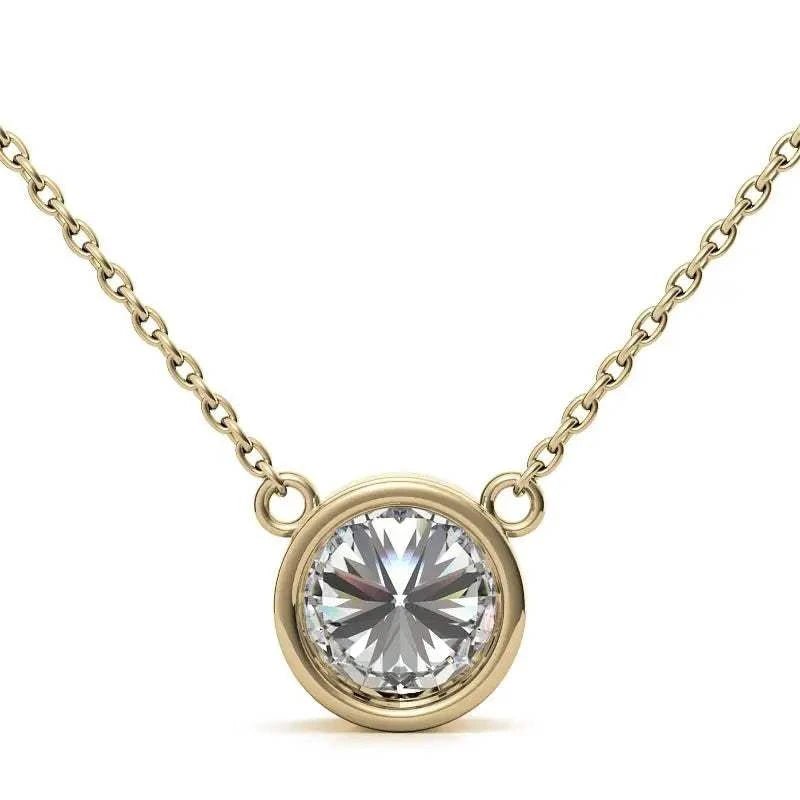 2.00 CTW AGI Certified Round Brilliant Lab Grown Diamond Bezel Pendant in 14K White or Yellow Gold - Maven Couture IncCharms & Pendants