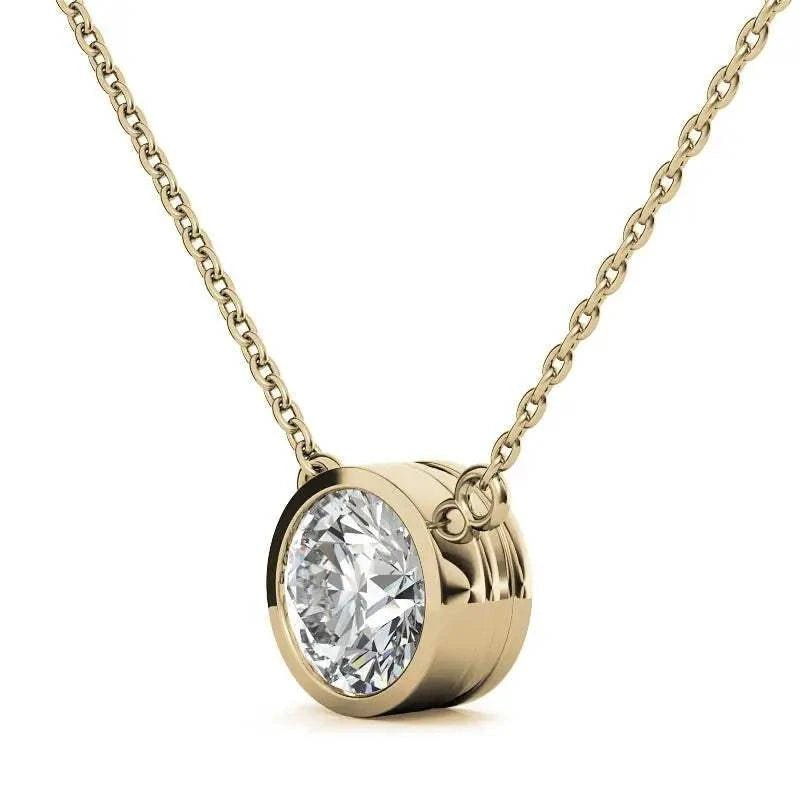 2.00 CTW AGI Certified Round Brilliant Lab Grown Diamond Bezel Pendant in 14K White or Yellow Gold - Maven Couture IncCharms & Pendants