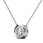 2.00 CTW AGI Certified Round Brilliant Lab Grown Diamond Bezel Pendant in 14K White or Yellow Gold - Maven Couture IncCharms & Pendants