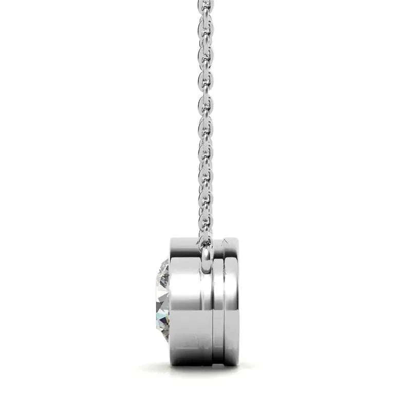 2.00 CTW AGI Certified Round Brilliant Lab Grown Diamond Bezel Pendant in 14K White or Yellow Gold - Maven Couture IncCharms & Pendants