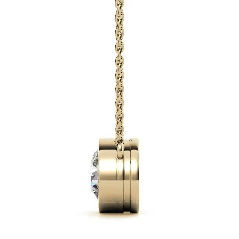 2.00 CTW AGI Certified Round Brilliant Lab Grown Diamond Bezel Pendant in 14K White or Yellow Gold - Maven Couture IncCharms & Pendants