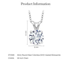 2.00 CTW Created Moissanite Solitaire Pendant Necklace with 18" Chain - Choice of 14k White or Yellow Gold - Maven Couture IncCharms & Pendants