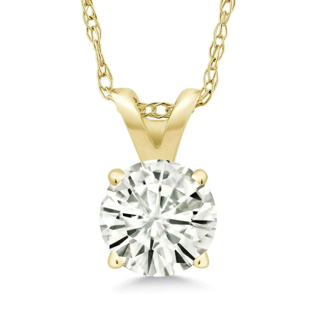 2.00 CTW Created Moissanite Solitaire Pendant Necklace with 18" Chain - Choice of 14k White or Yellow Gold - Maven Couture IncCharms & Pendants