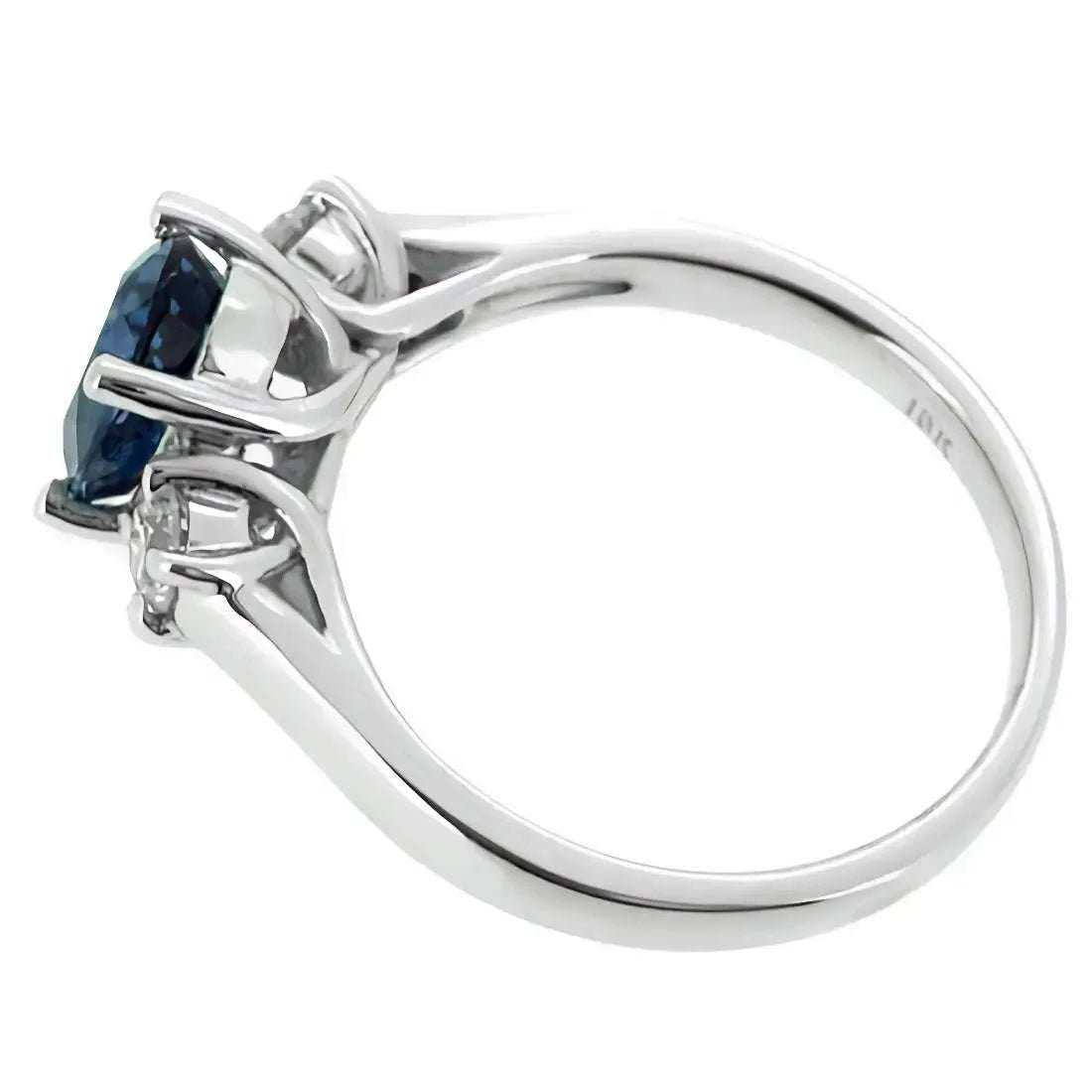2.00 CTW Lab Created Oval Blue Sapphire & Diamond 3-Stone Engagement Ring in 14kt Gold - Maven Couture IncDiamond Ring