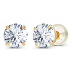 2.00 CTW lab-grown diamond earrings featuring round brilliant cut diamonds set in solid 14K yellow gold with four-prong settings