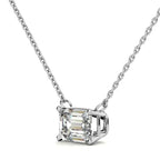 2.00 CTW lab-grown emerald-cut diamond solitaire pendant in 14K white gold with four-prong setting and chain