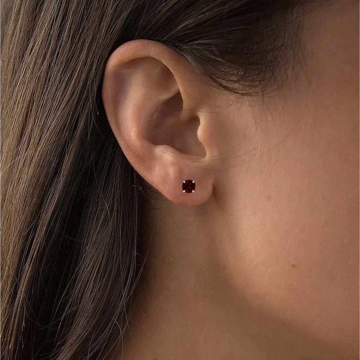 2.00 CTW Natural Red Garnet Stud Earrings in 14K White Gold - Handcrafted USA - Maven Couture IncEarrings