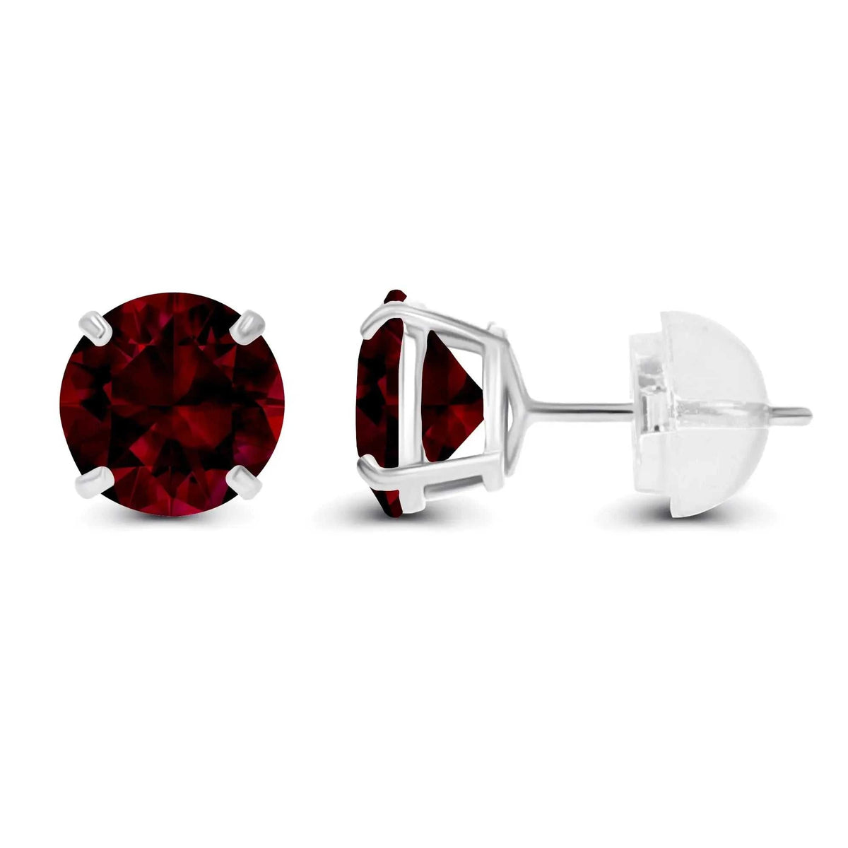 2.00 CTW Natural Red Garnet Stud Earrings in 14K White Gold - Handcrafted USA - Maven Couture IncEarrings