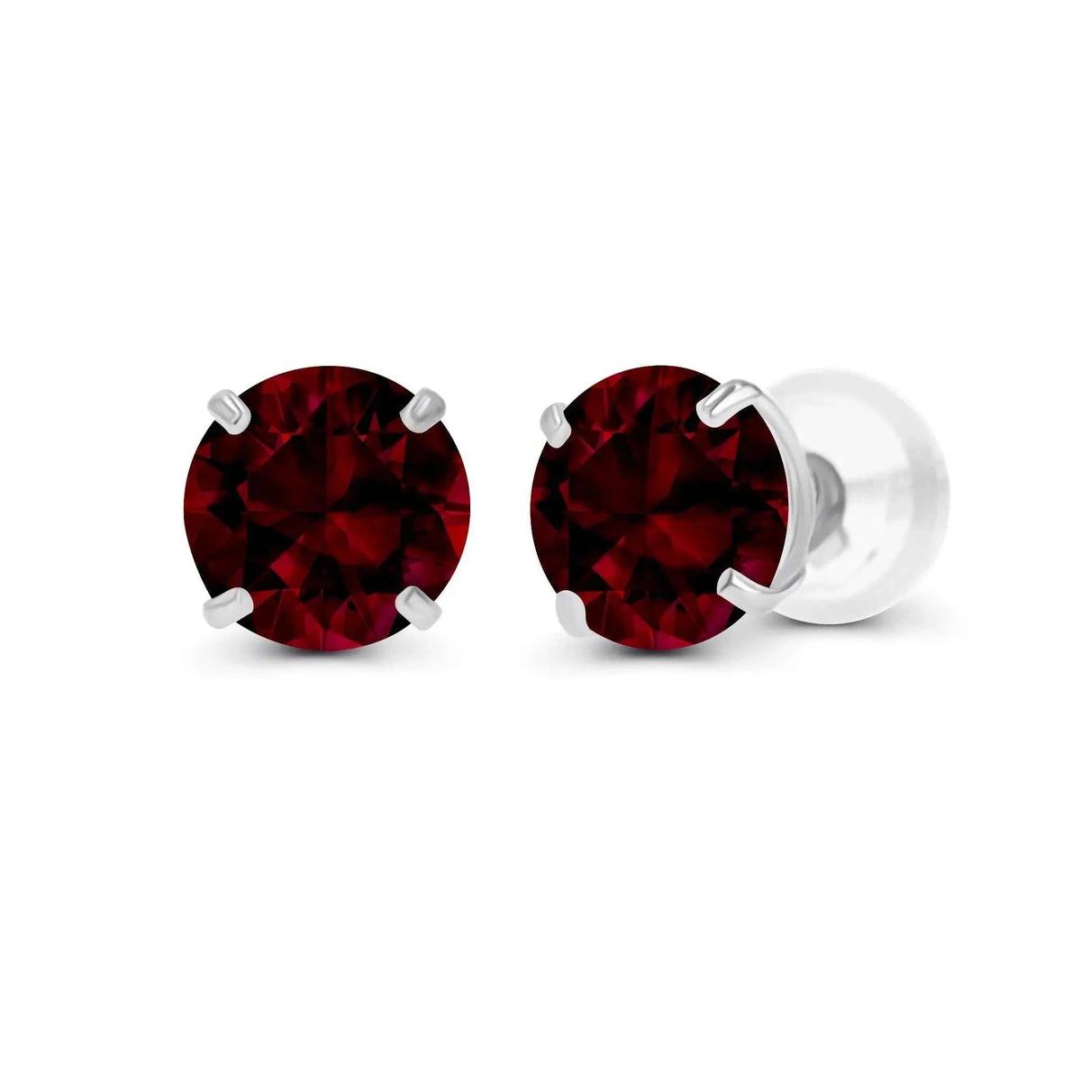 2.00 CTW Natural Red Garnet Stud Earrings in 14K White Gold - Handcrafted USA - Maven Couture IncEarrings