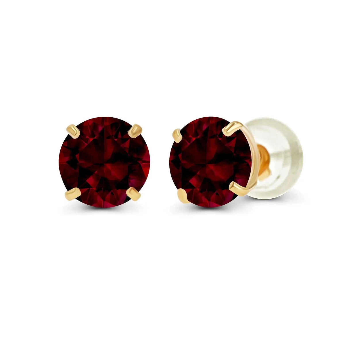 2.00 CTW Natural Red Garnet Stud Earrings in 14K Yellow Gold - Handcrafted USA - Maven Couture IncEarrings
