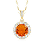 2.7 Carat Fire Opal Pendant Necklace with Diamond Halo